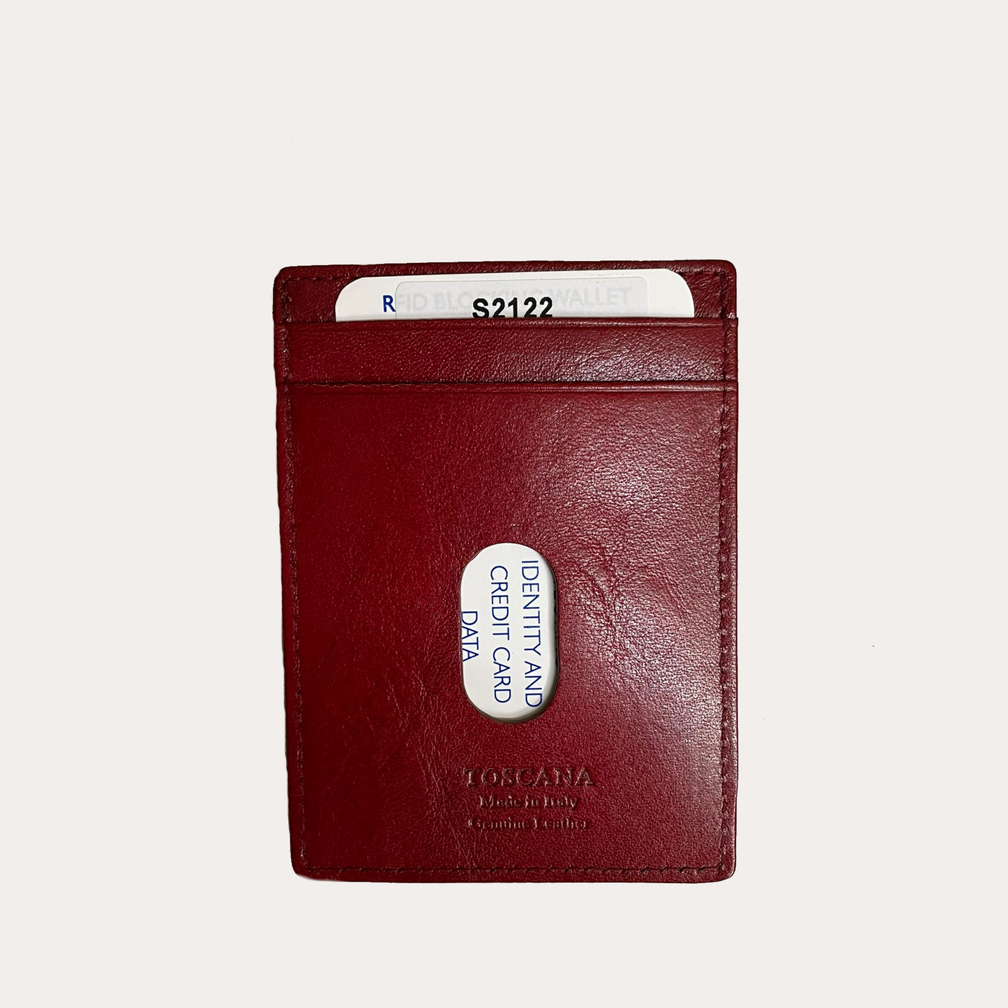 Red Leather Money Clip with Credit Card Holder