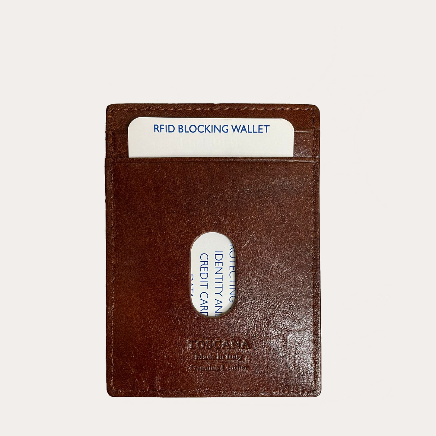 Tan Leather Money Clip with Credit Card Holder