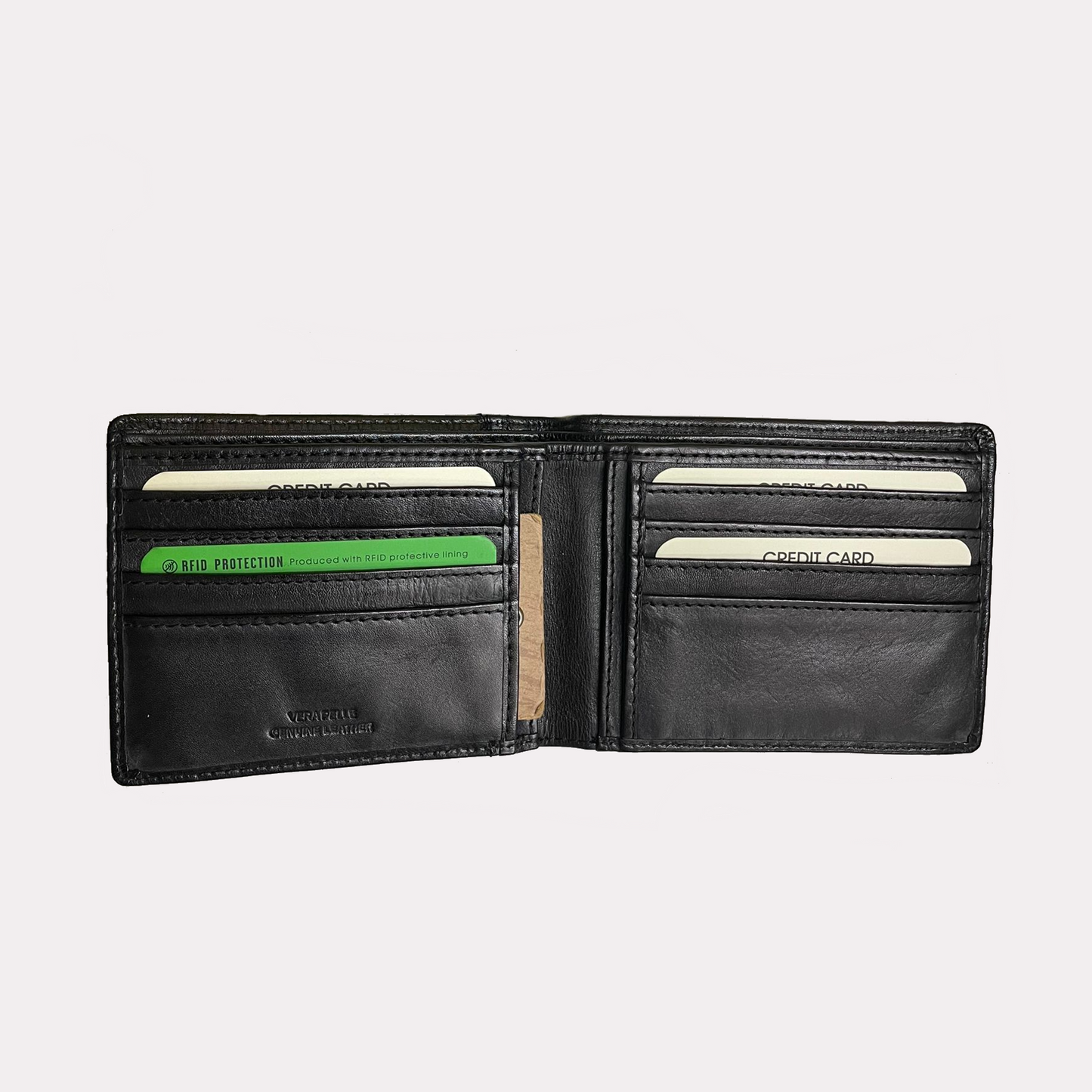 Gianni Conti Black Leather Wallet-8 credit card sections