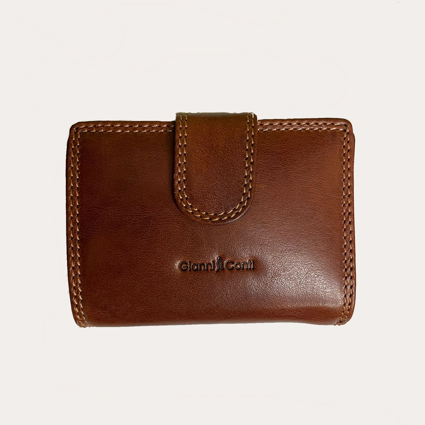 Gianni Conti Tan Leather Purse-6 Credit Card/Coin Section