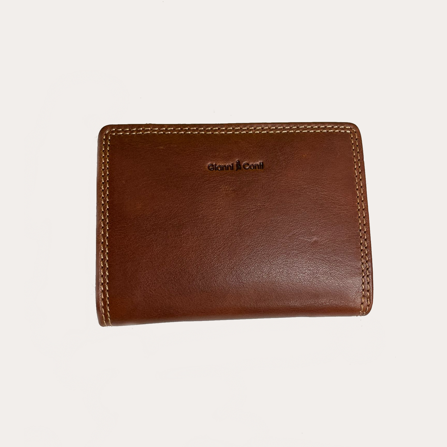 Gianni Conti Tan Leather Purse-5 Credit Card/Coin Section
