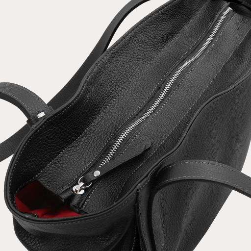 Tuscany Leather Soft Black Leather Shopping Bag