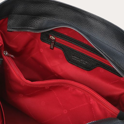 Tuscany Leather Soft Black Leather Shopping Bag