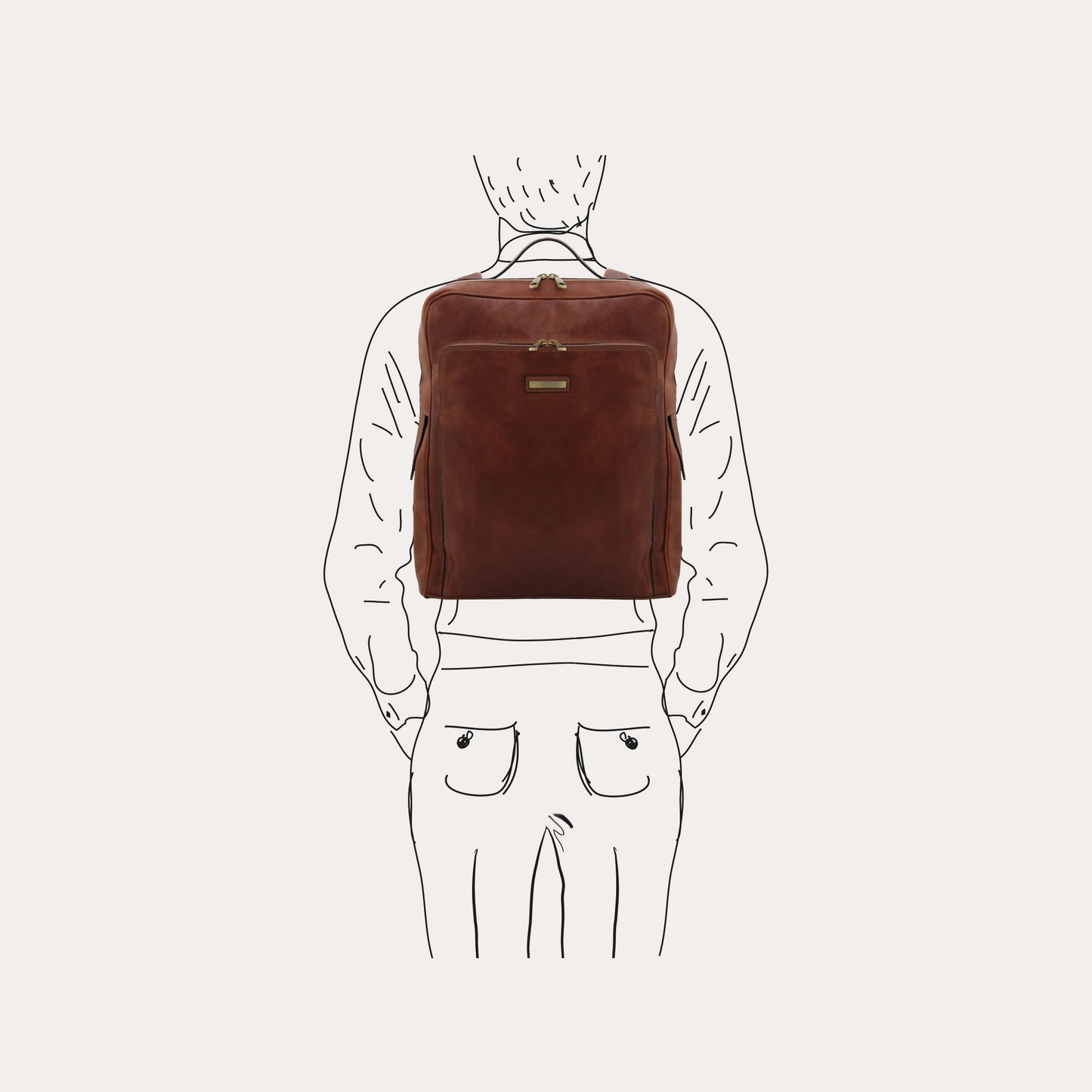 Tuscany Leather Brown Leather Laptop Backpack