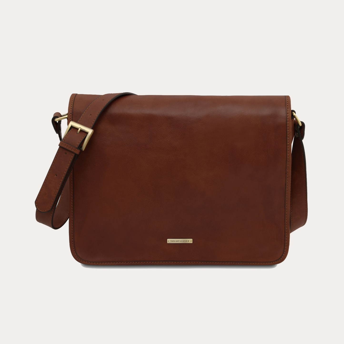 Tuscany Leather Two Compartments Brown Leather Shoulder bag - Large Size