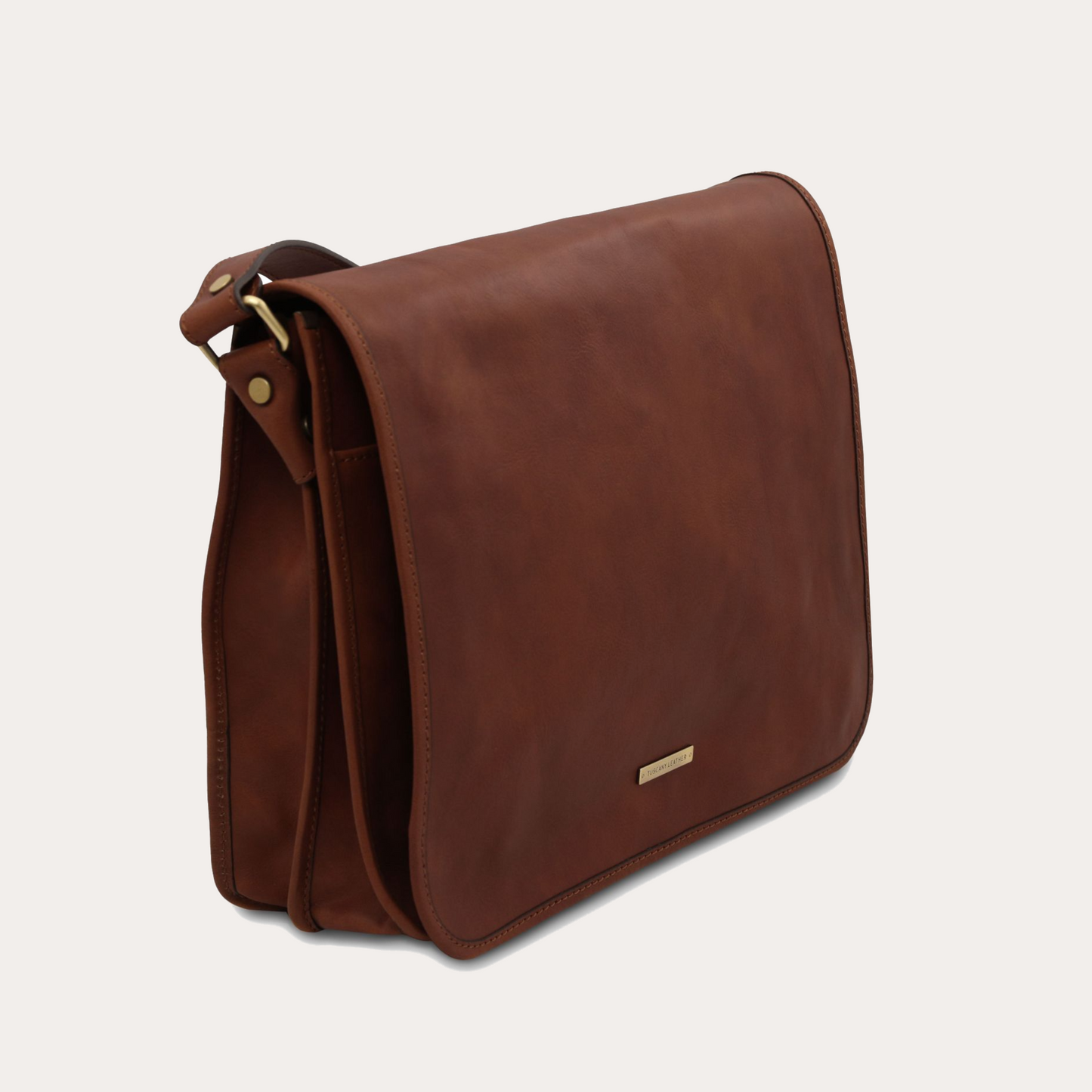Tuscany Leather Two Compartments Brown Leather Shoulder bag - Large Size