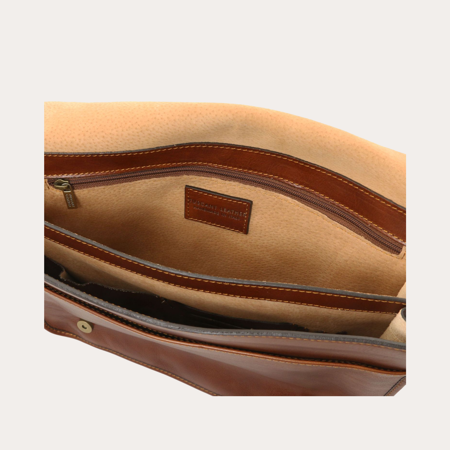 Tuscany Leather Two Compartments Brown Leather Shoulder bag - Large Size
