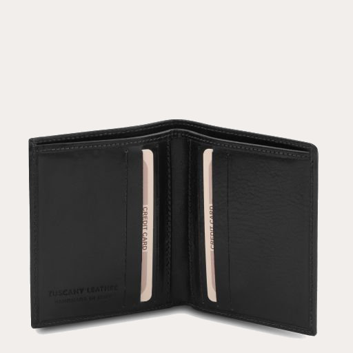 Tuscany Leather 2 Fold Black Leather Wallet
