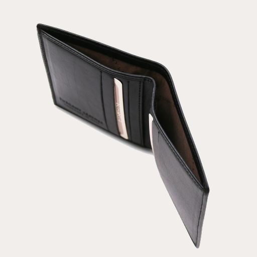 Tuscany Leather 2 Fold Black Leather Wallet