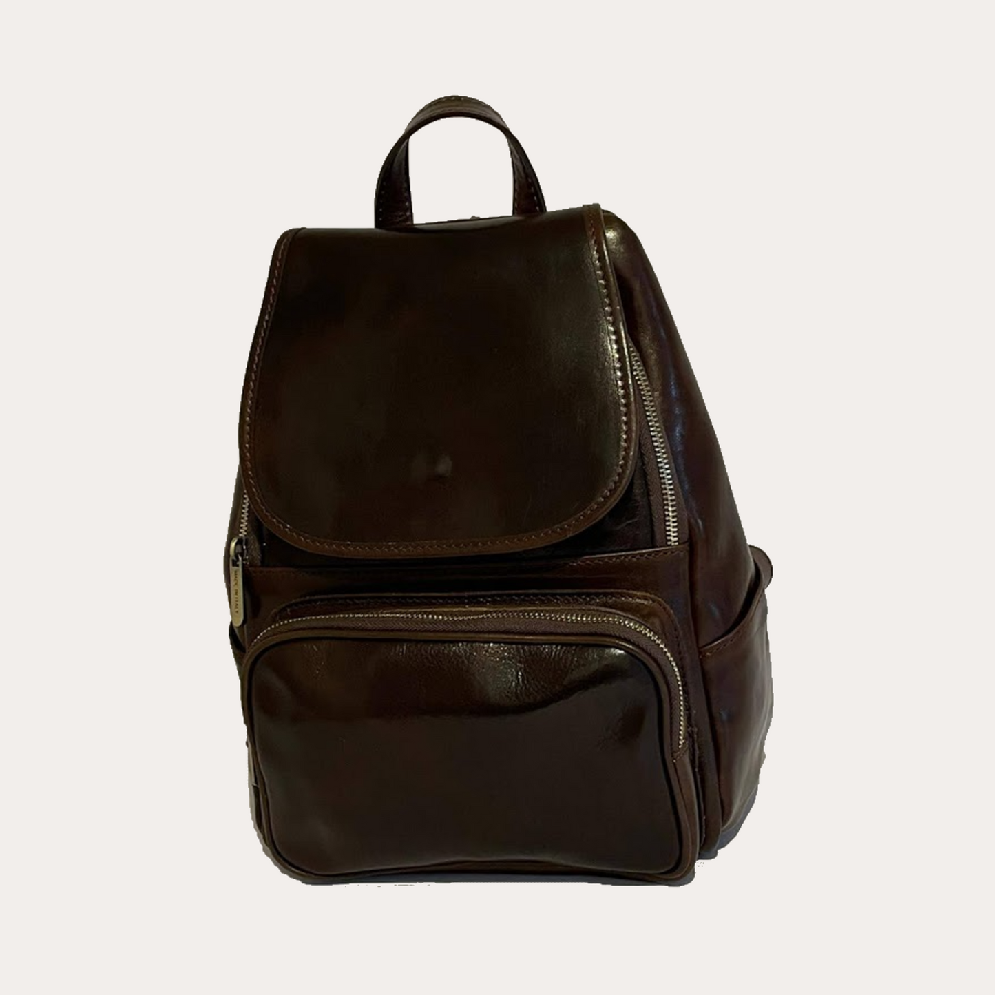 Dark Brown Leather Backpack