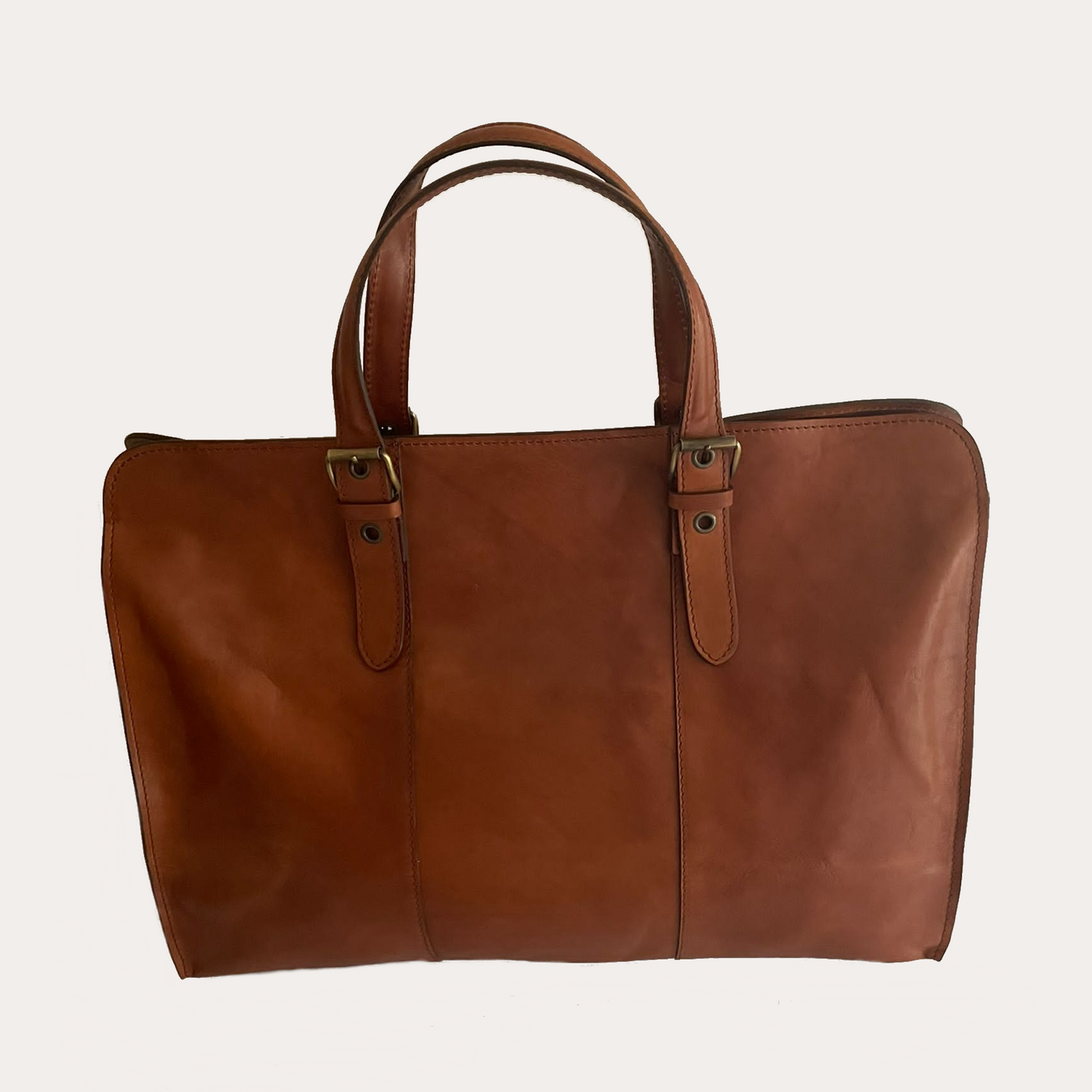 Ladies Cognac Leather Weekend Bag