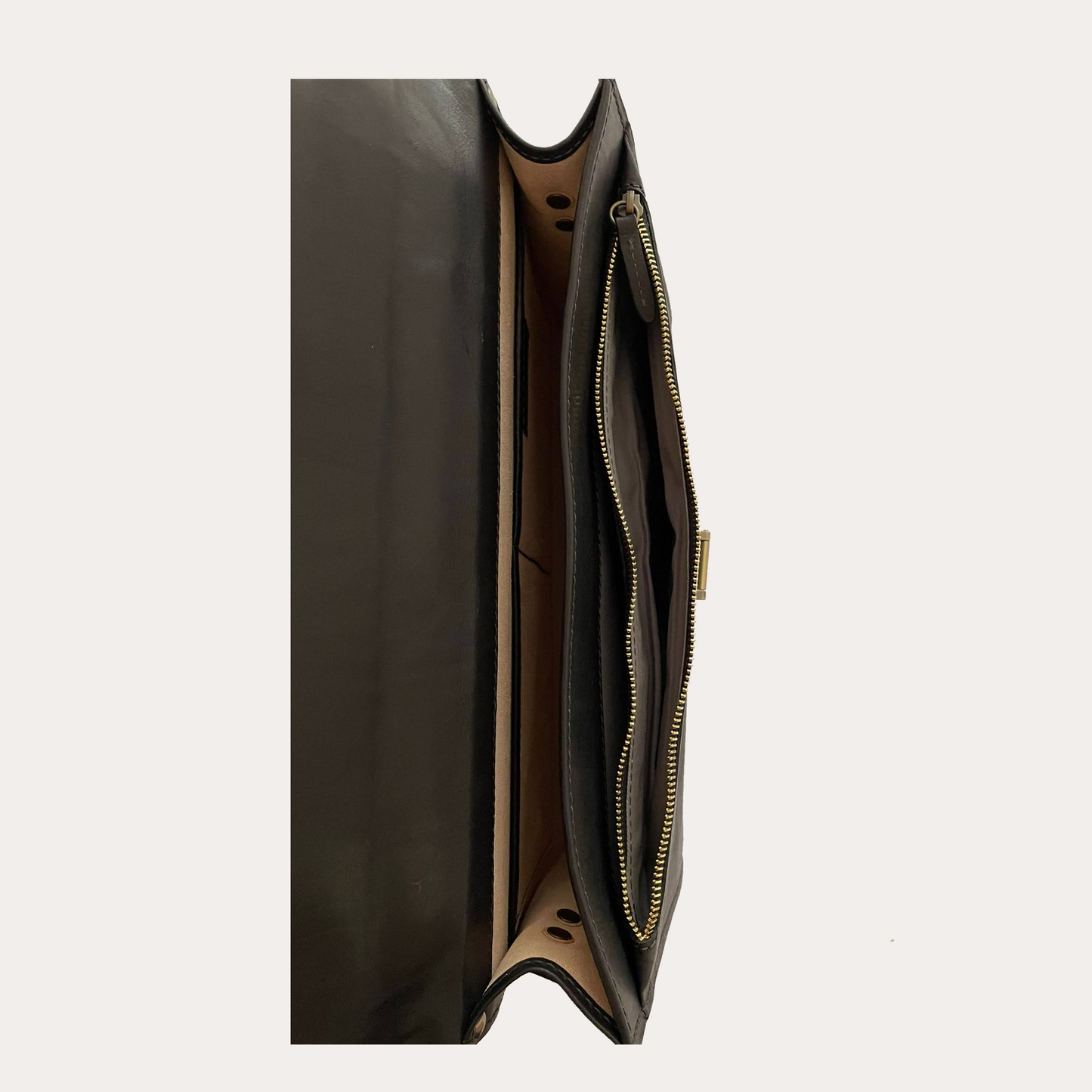 Black Vegetable Tanned Leather Briefcase