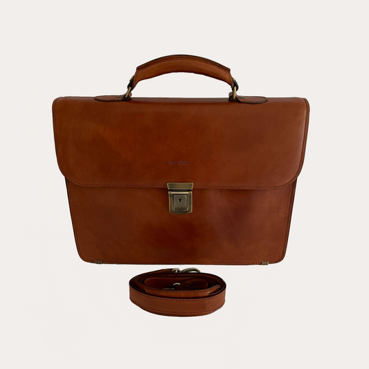 Brown Vegetable Tanned Leather Briefcase