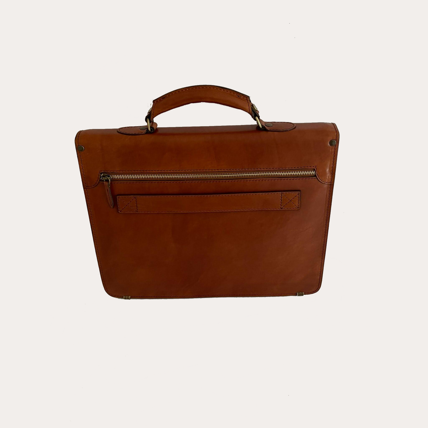 Cognac Vegetable Tanned Leather Briefcase