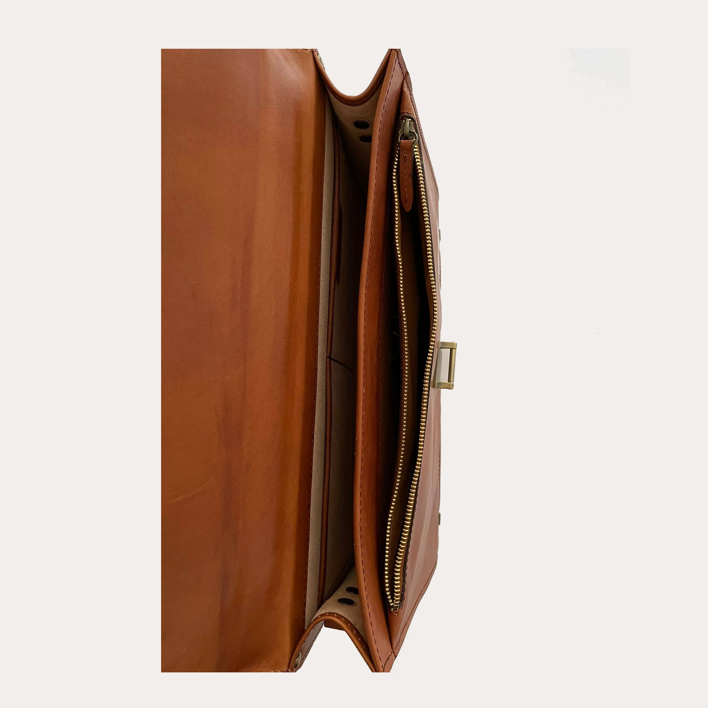 Cognac Vegetable Tanned Leather Briefcase