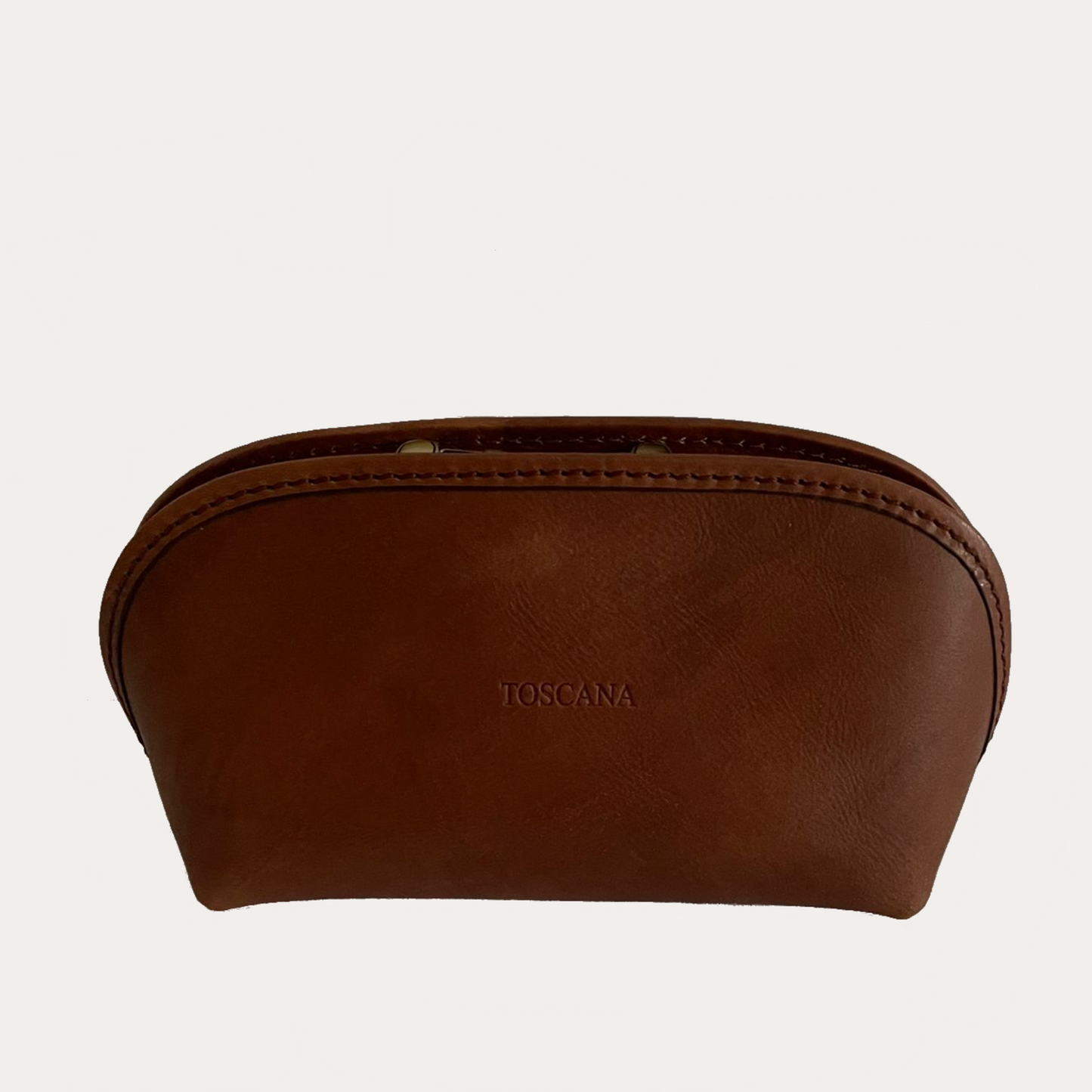 Cognac Leather Make-up Pouch