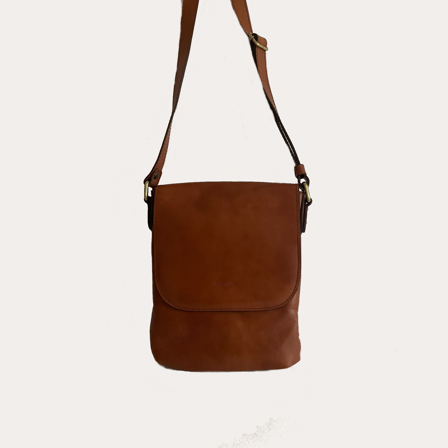 Ladies Cognac Leather Crossbody Bag
