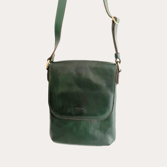 Ladies Green Leather Crossbody Bag