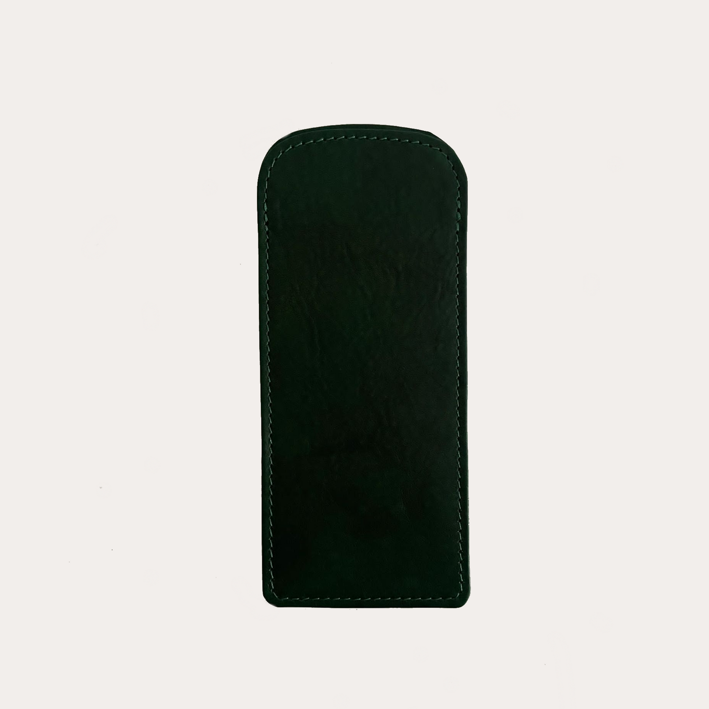 Slim Green Leather Glasses Case