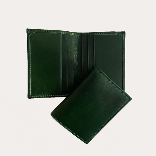 Green Leather Wallet-6 Credit Card Sections