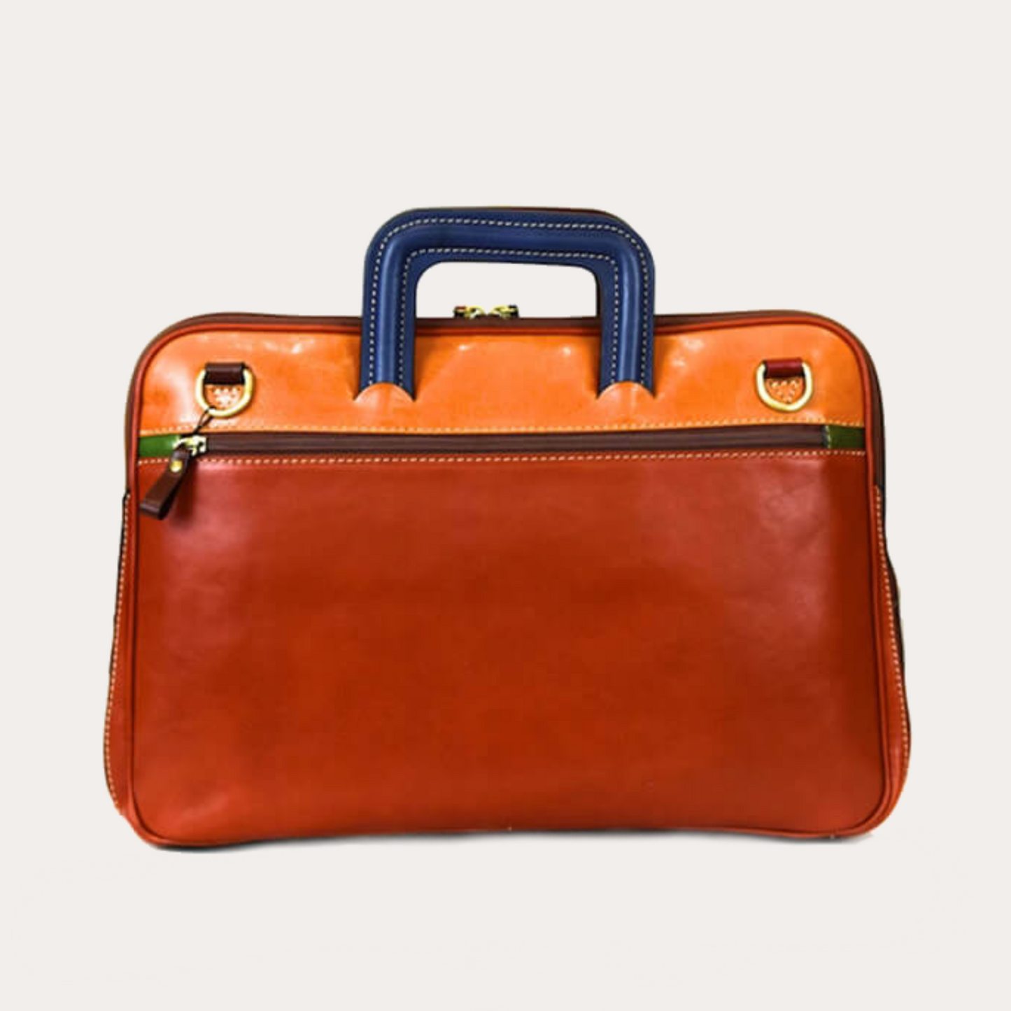 Multi-Colour Leather Zipped Briefcase