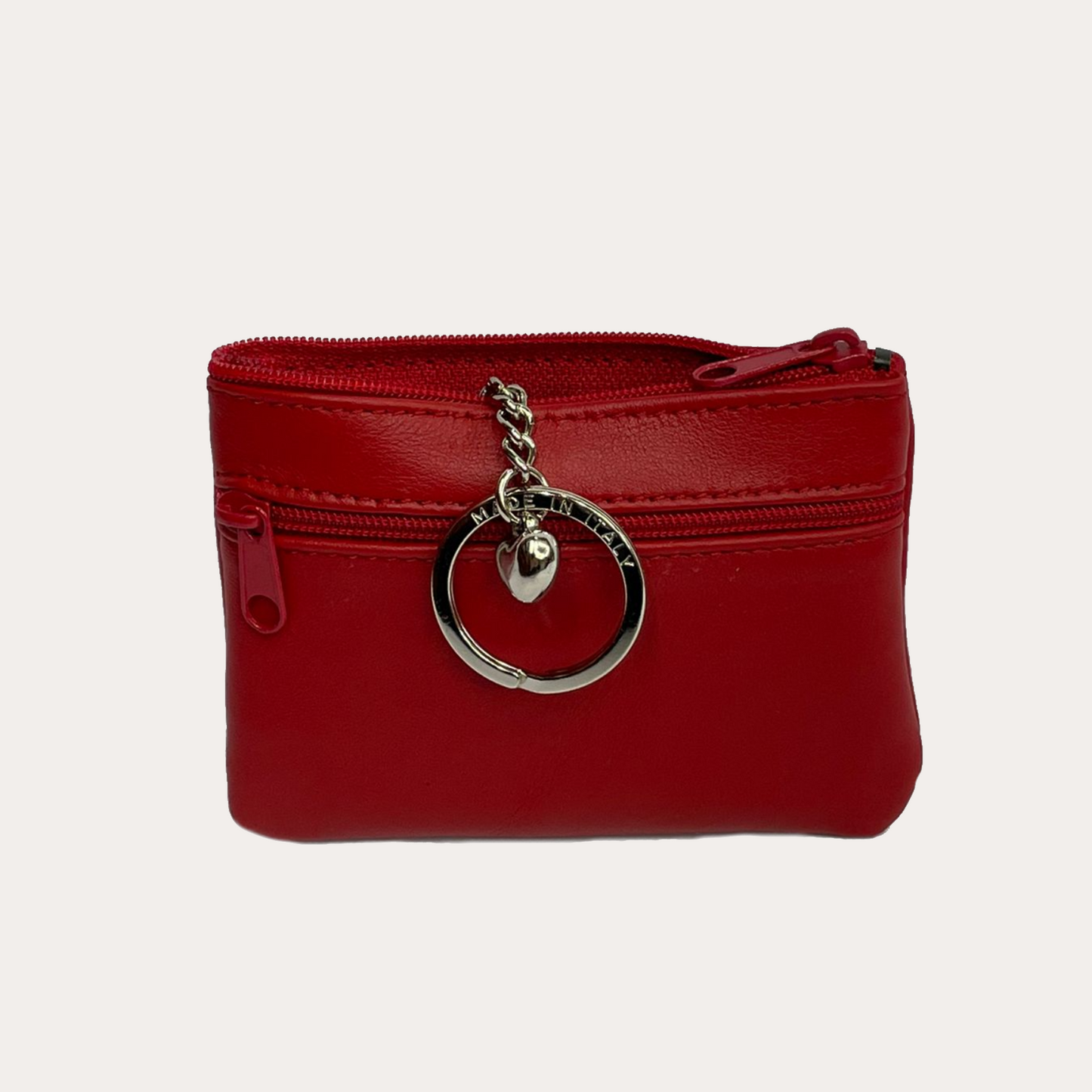 Red Leather Key Pouch with Keyring