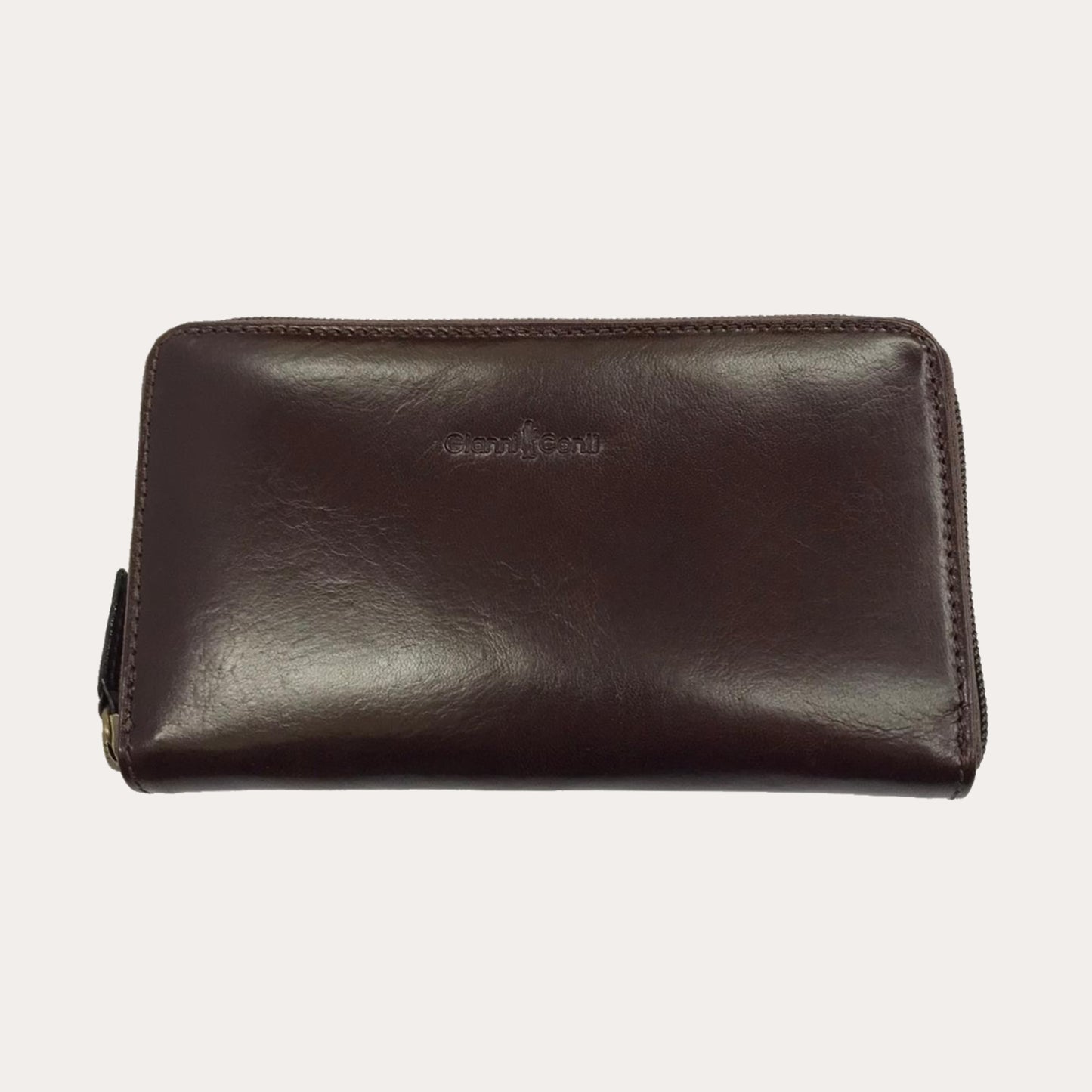 Gianni Conti Brown Leather Zip Around Purse