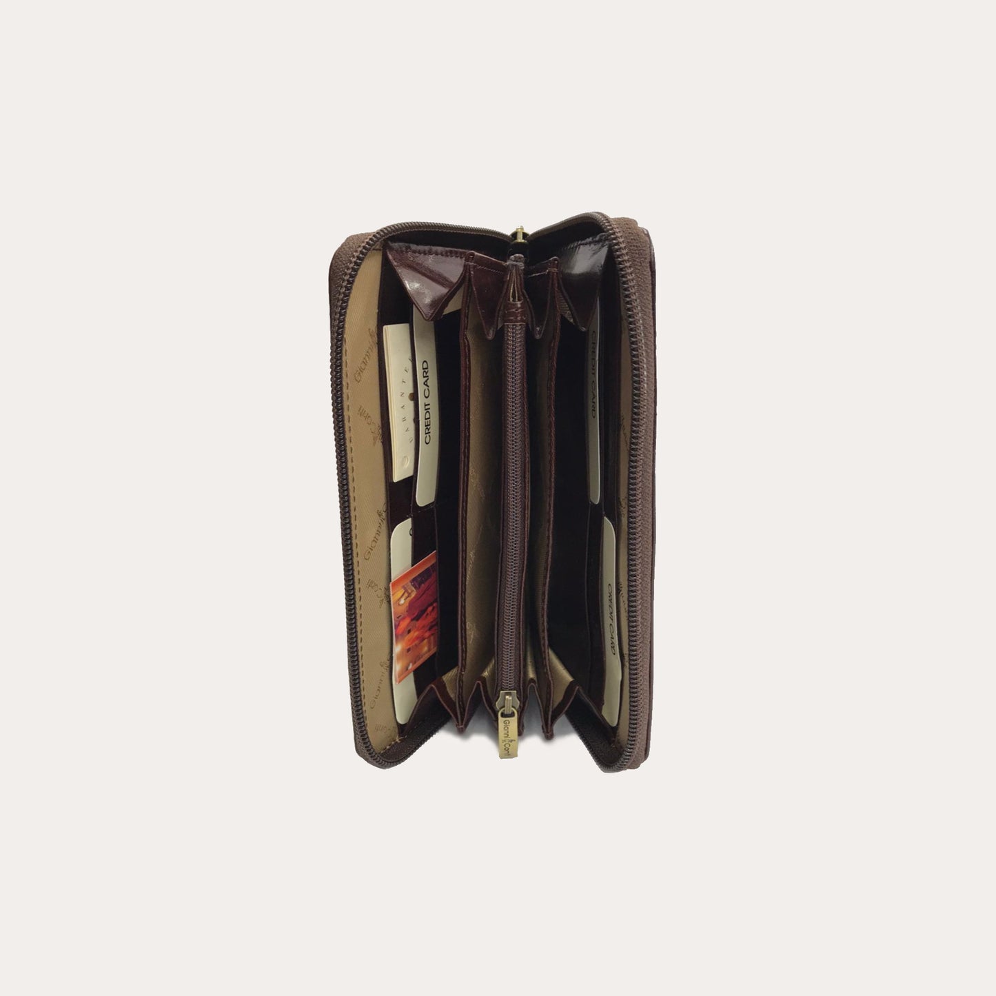 Gianni Conti Brown Leather Zip Around Purse