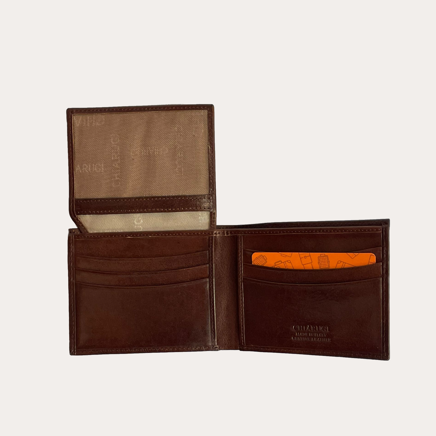 Chiarugi Brown Leather Wallet-9 credit card sections
