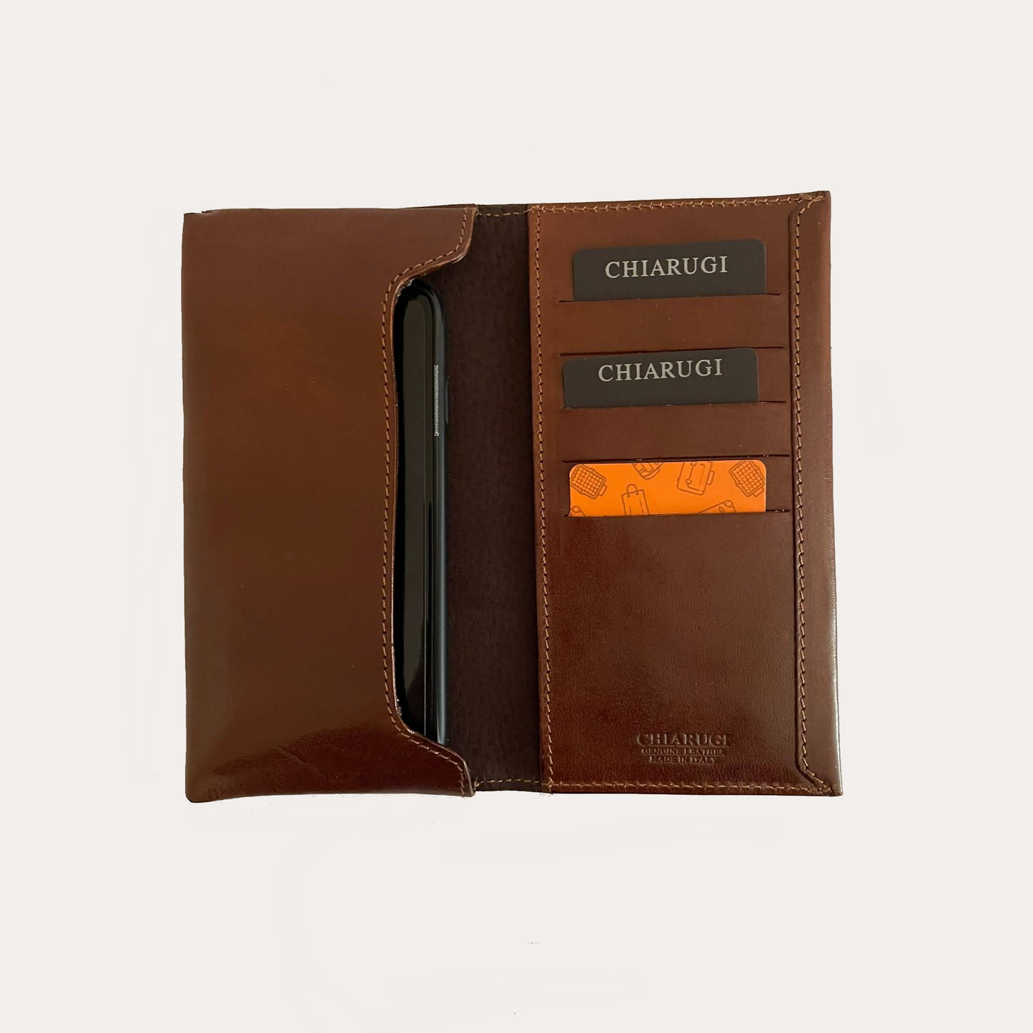 Chiarugi Brown Leather Phone Wallet
