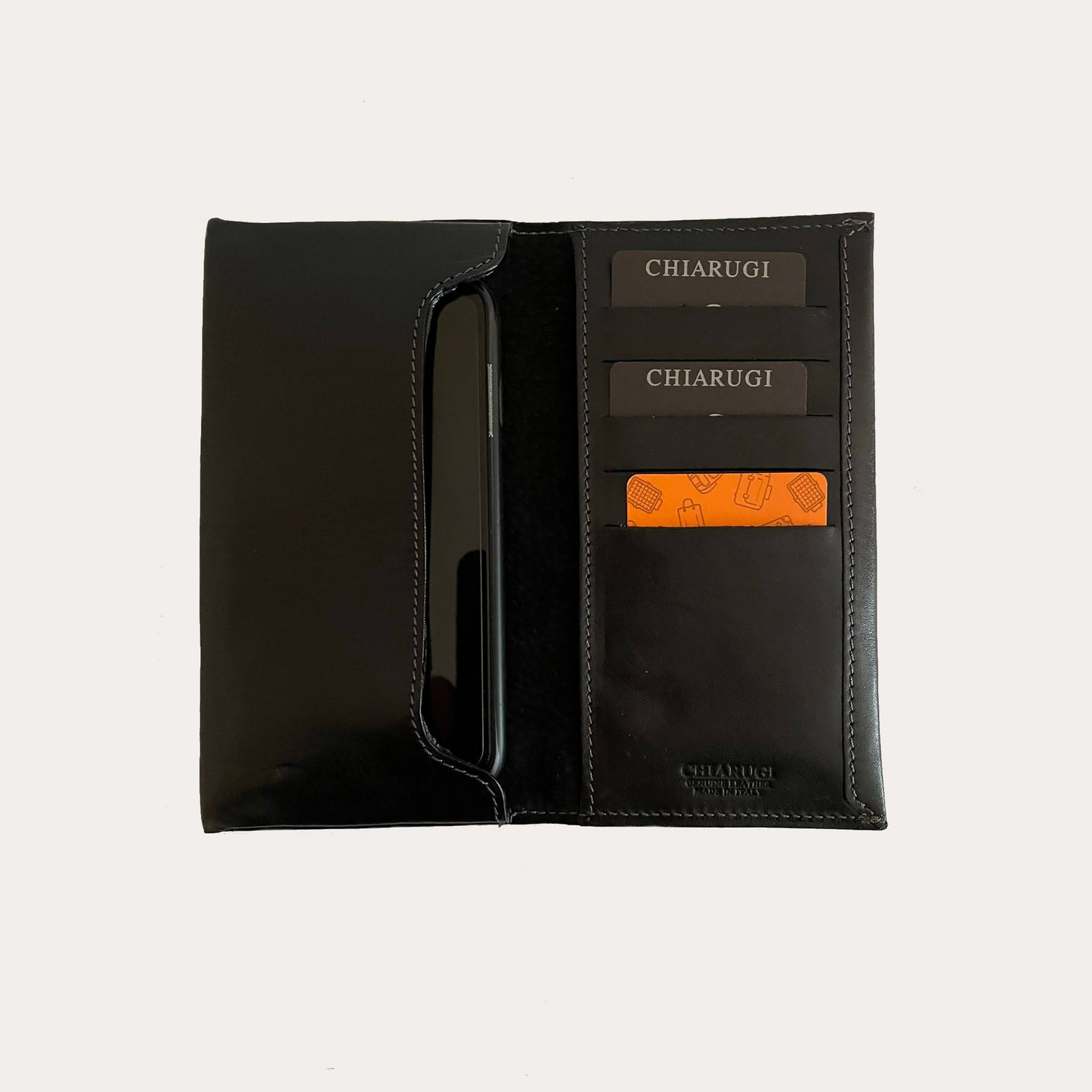 Chiarugi Black Leather Phone Wallet