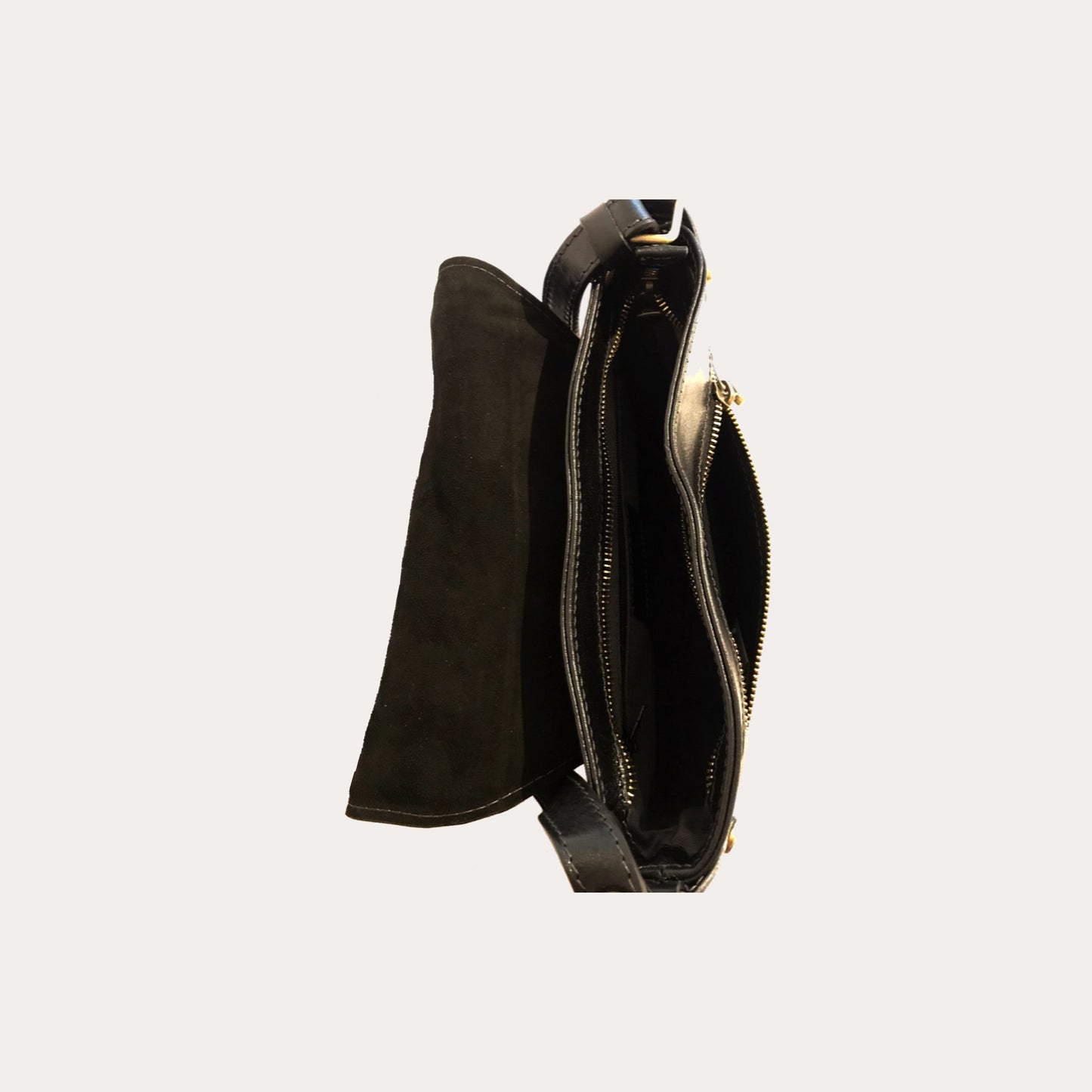 Black Leather Bag with Flap