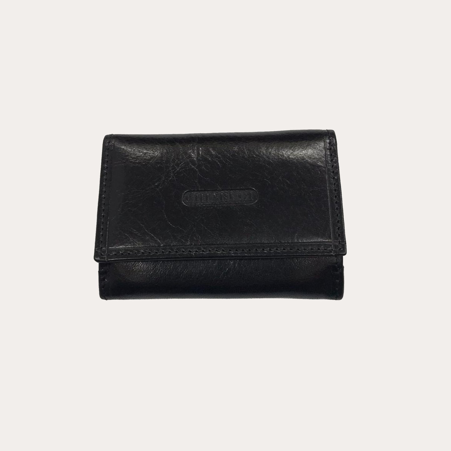 Chiarugi Black Leather Tri-fold Purse