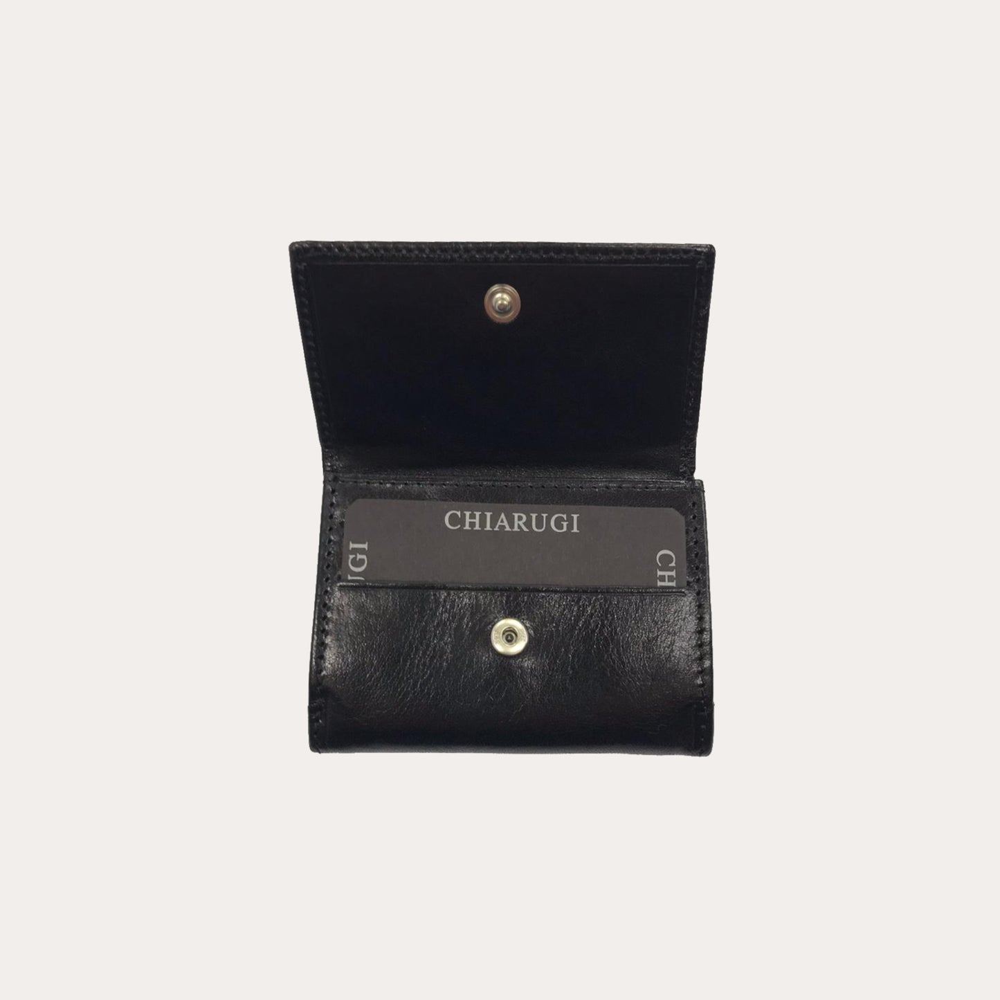 Chiarugi Black Leather Tri-fold Purse