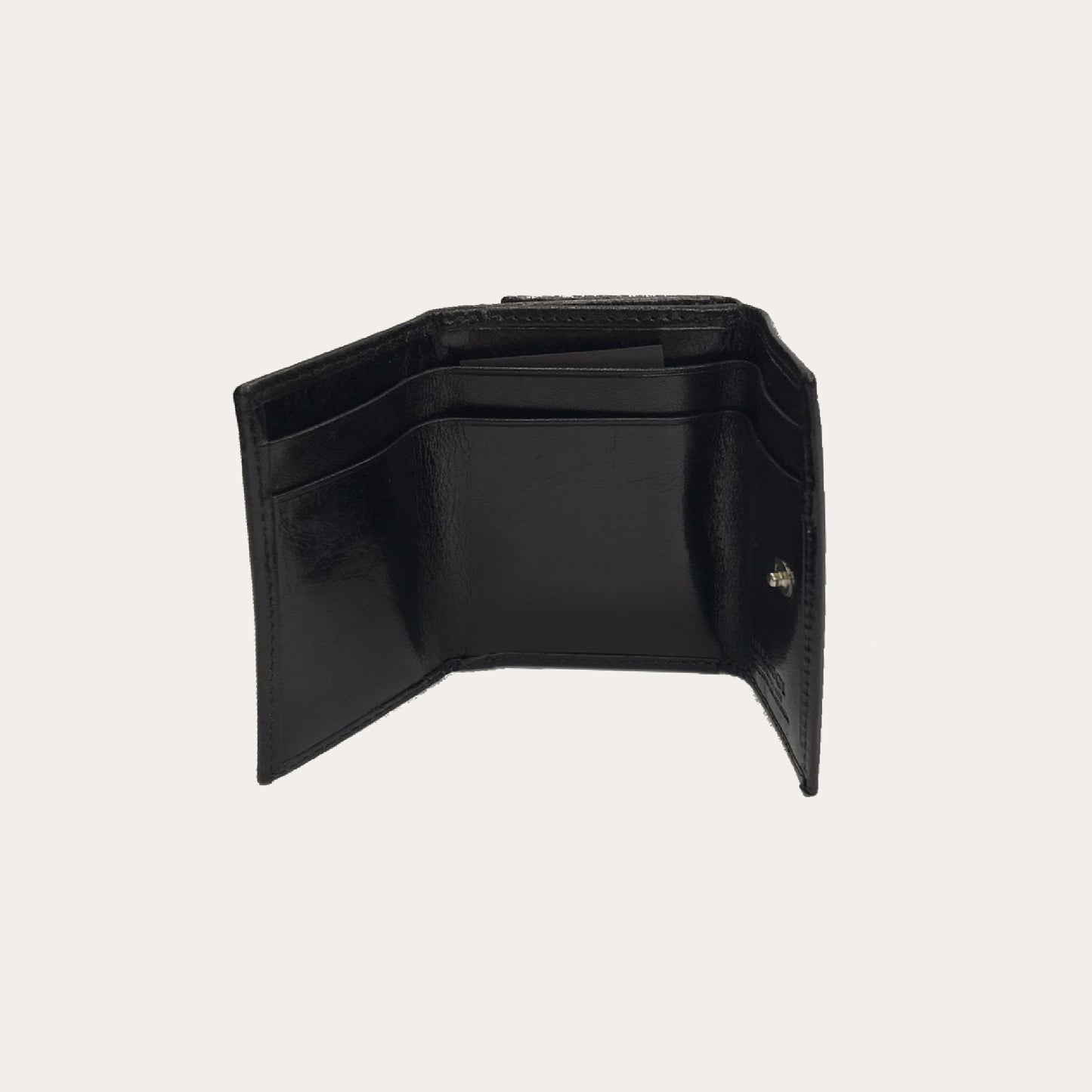 Chiarugi Black Leather Tri-fold Purse