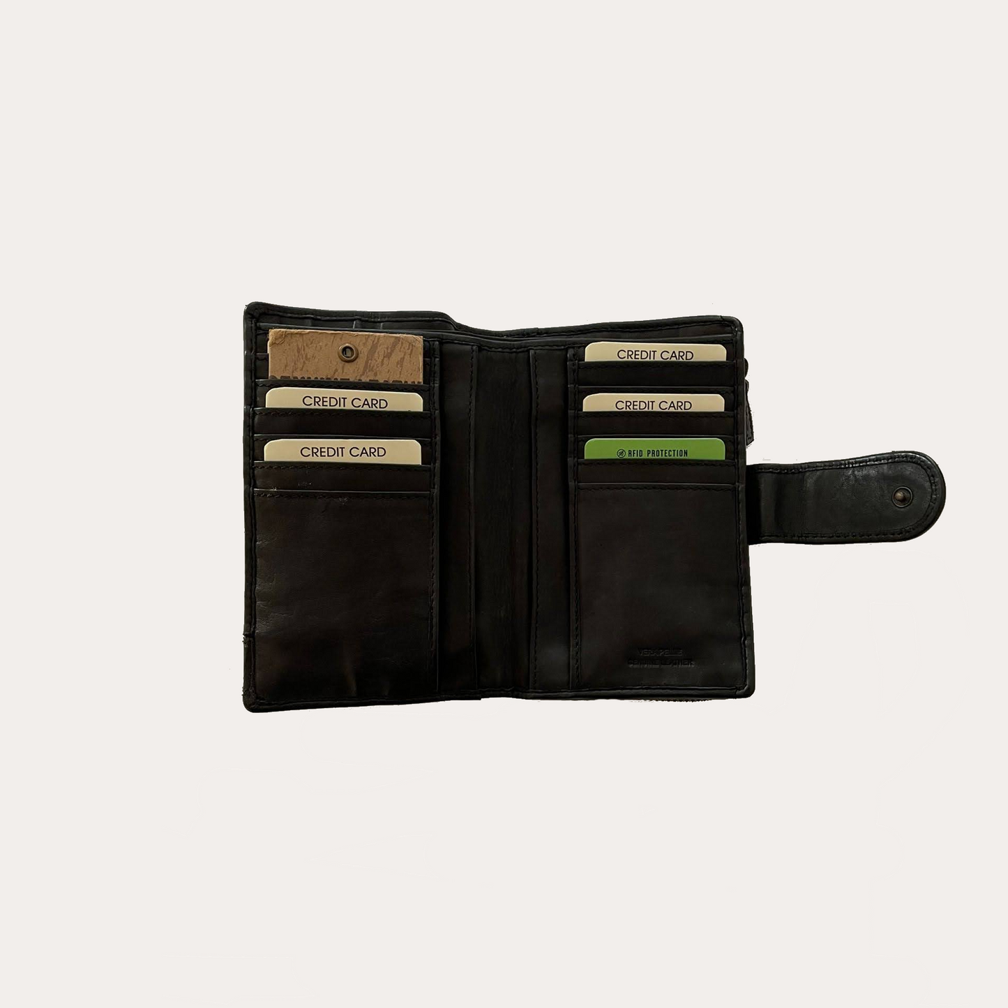 Gianni Conti Black Vintage Washed Leather Ladies Purse