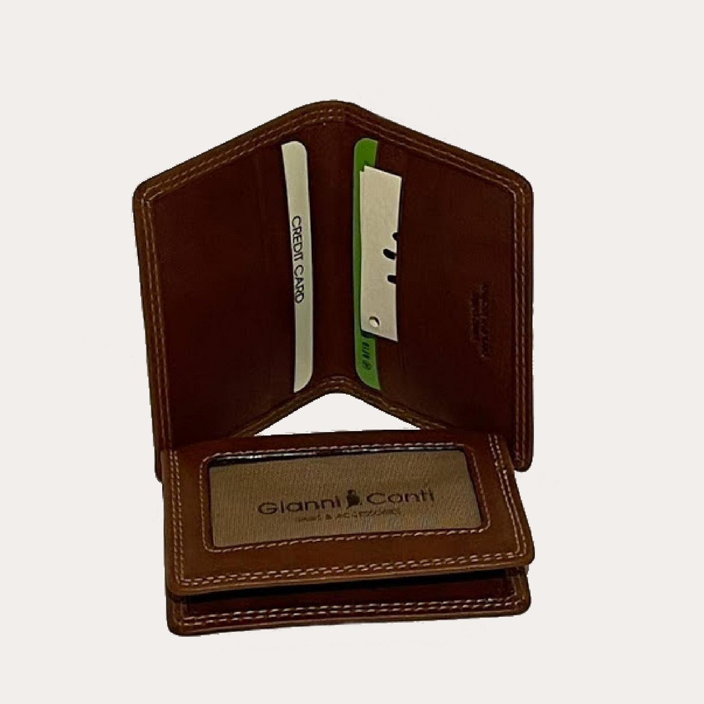 Gianni Conti Tan Leather Credit Card Holder