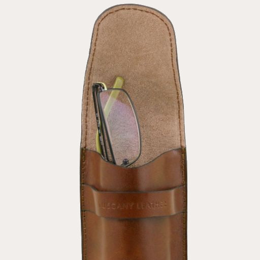 Tuscany Leather Brown Leather Glasses Case
