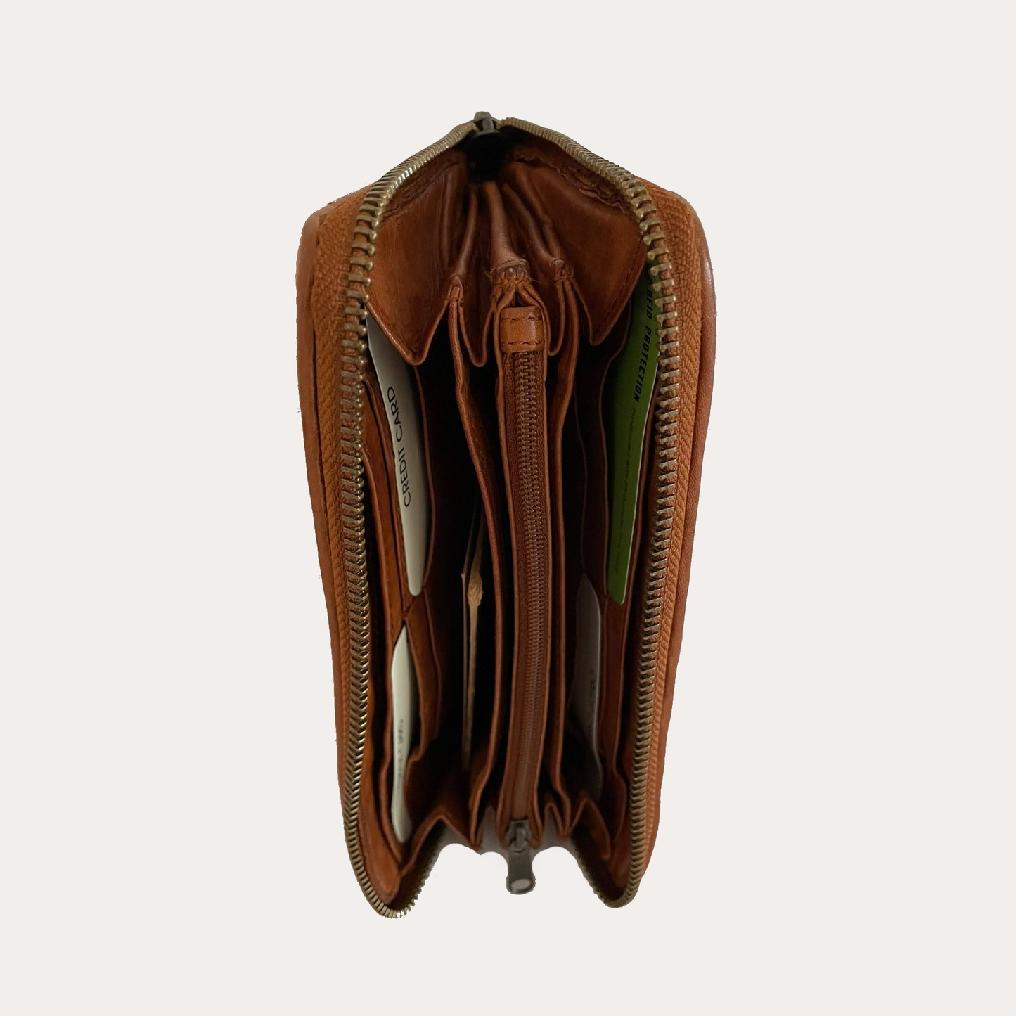 Gianni Conti Tan Zip Around Woven Ladies Leather Purse
