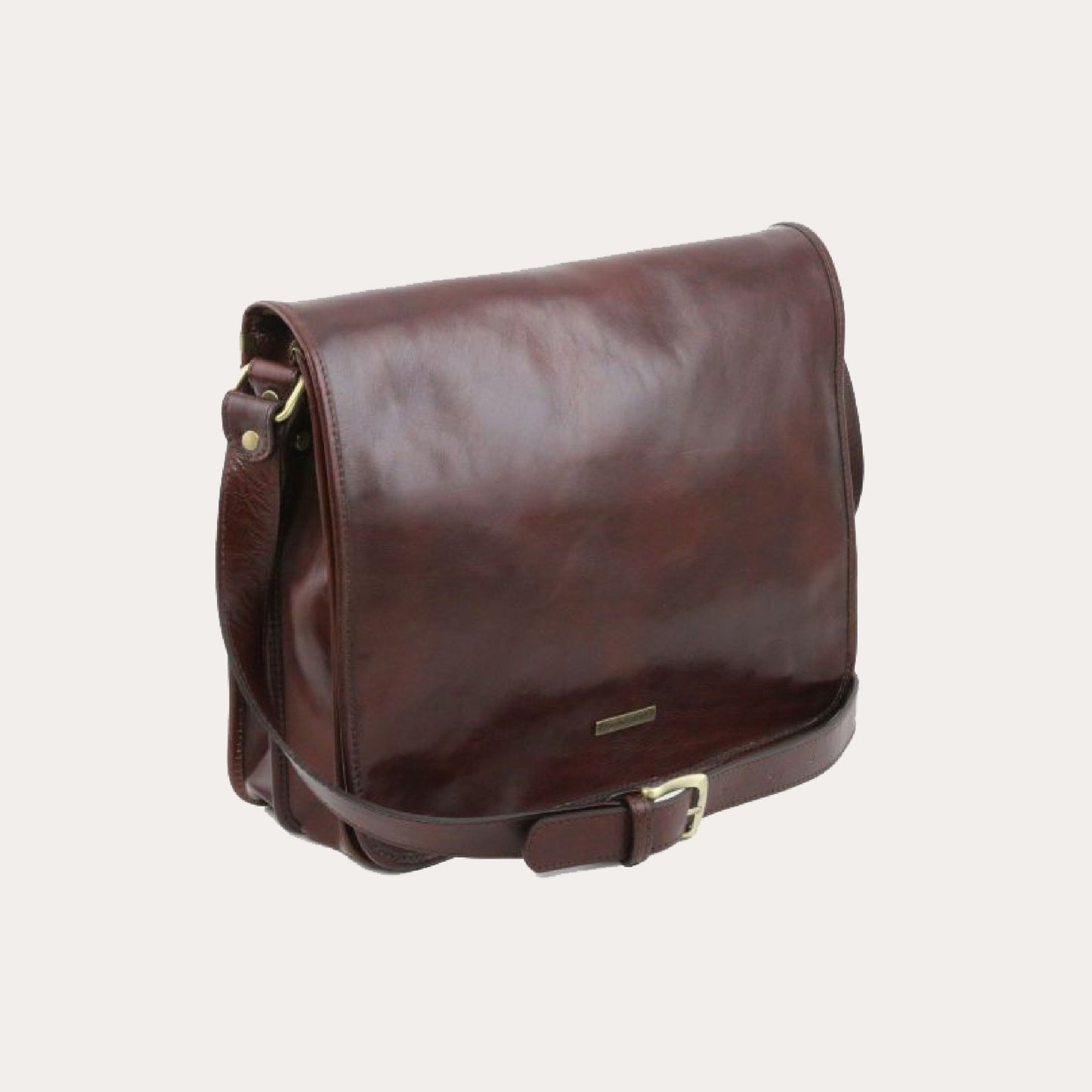 Tuscany Leather Black Leather Messenger Bag