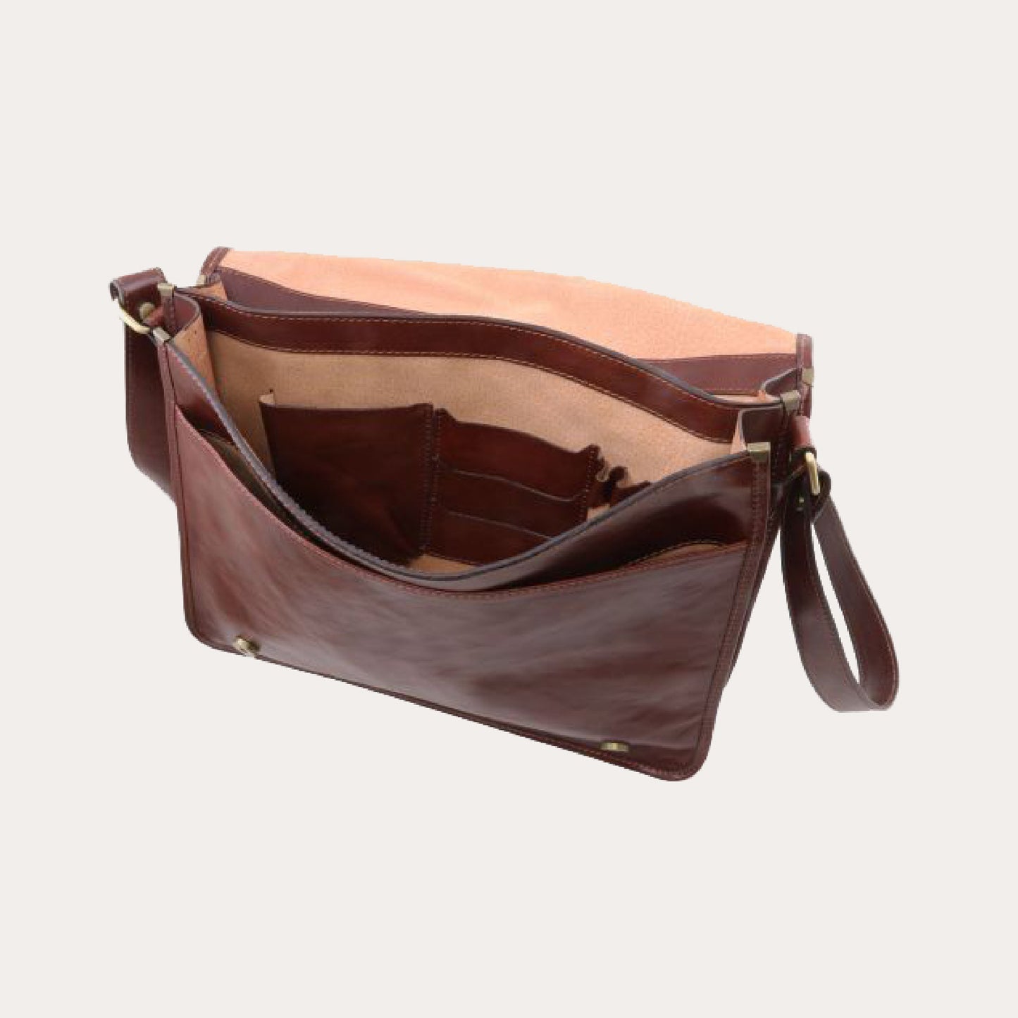Tuscany Leather Black Leather Messenger Bag