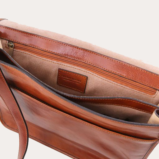Tuscany Leather Black Leather Messenger Bag