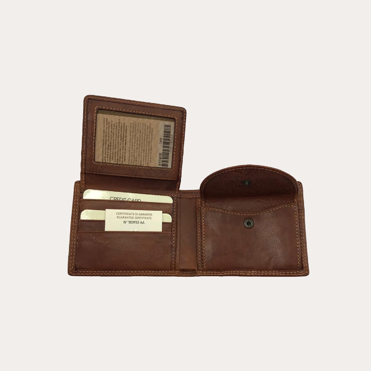 Gianni Conti Tan Leather Wallet-8 Credit Card/Coin Section