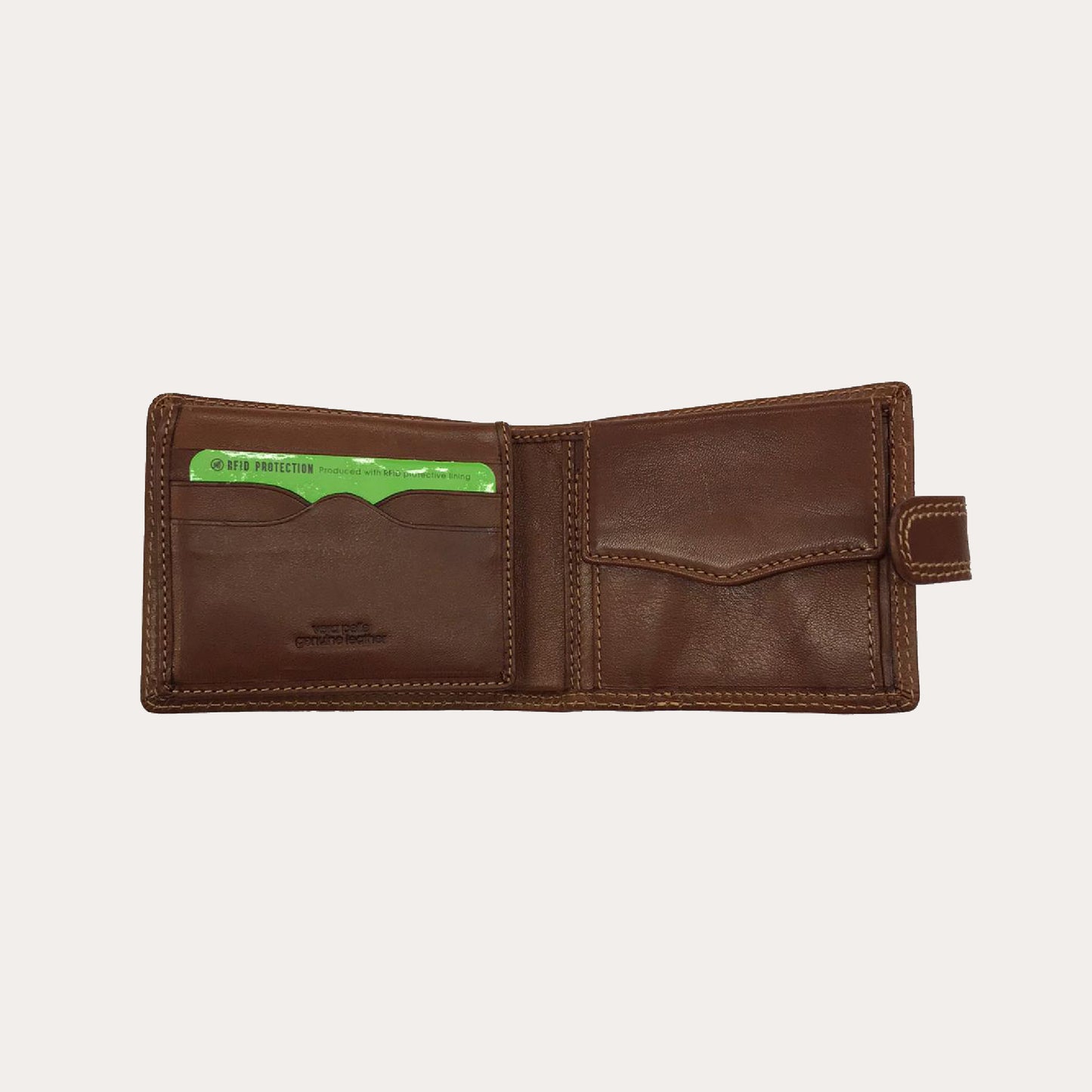 Gianni Conti Tan Leather Wallet-7 Credit Card/Coin Section