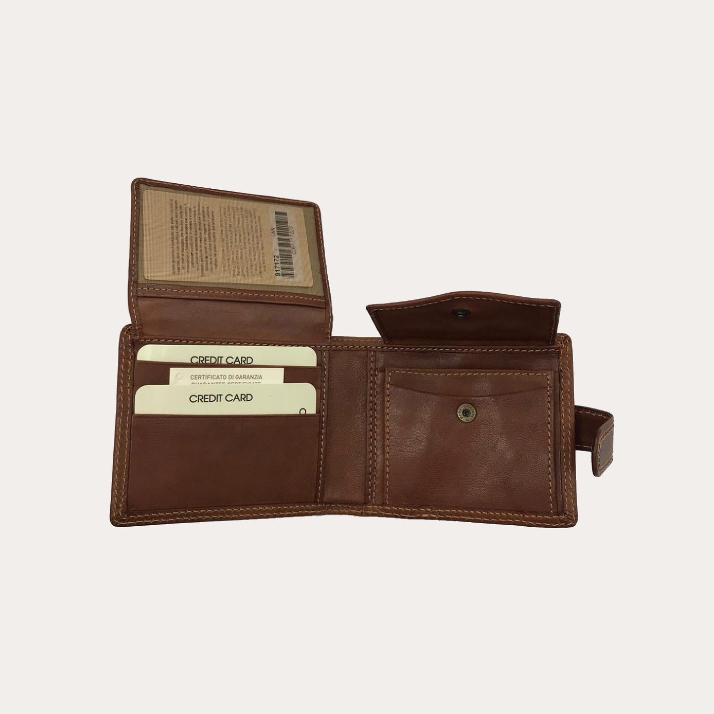 Gianni Conti Tan Leather Wallet-7 Credit Card/Coin Section