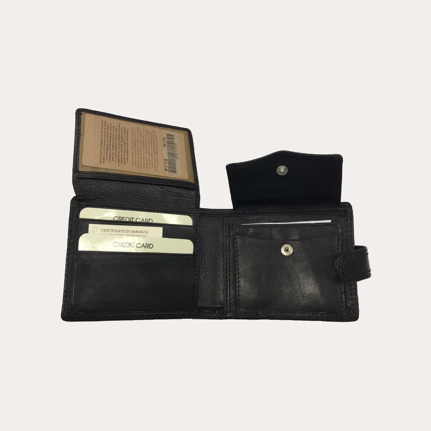 Gianni Conti Black Leather Wallet-7 Credit Card/Coin Section