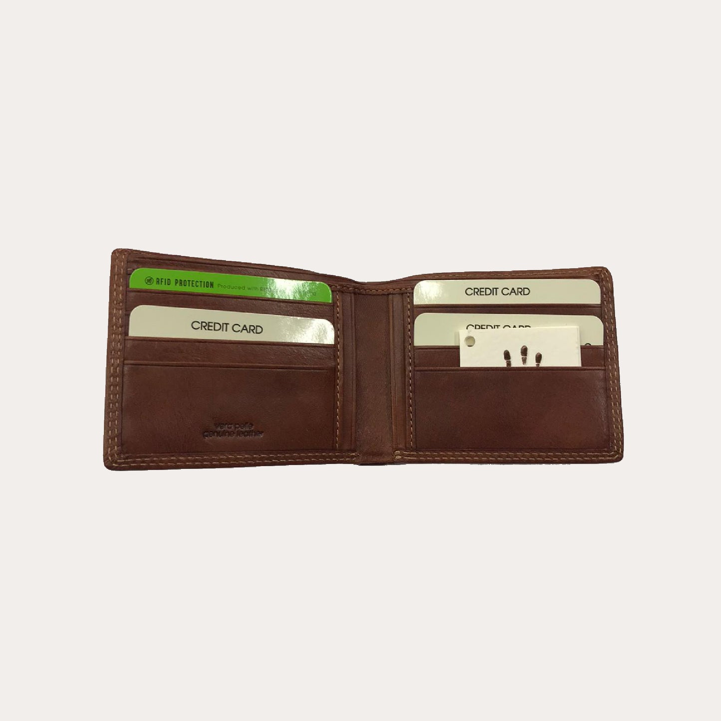 Gianni Conti Tan Leather Wallet-8 Credit Card Sections