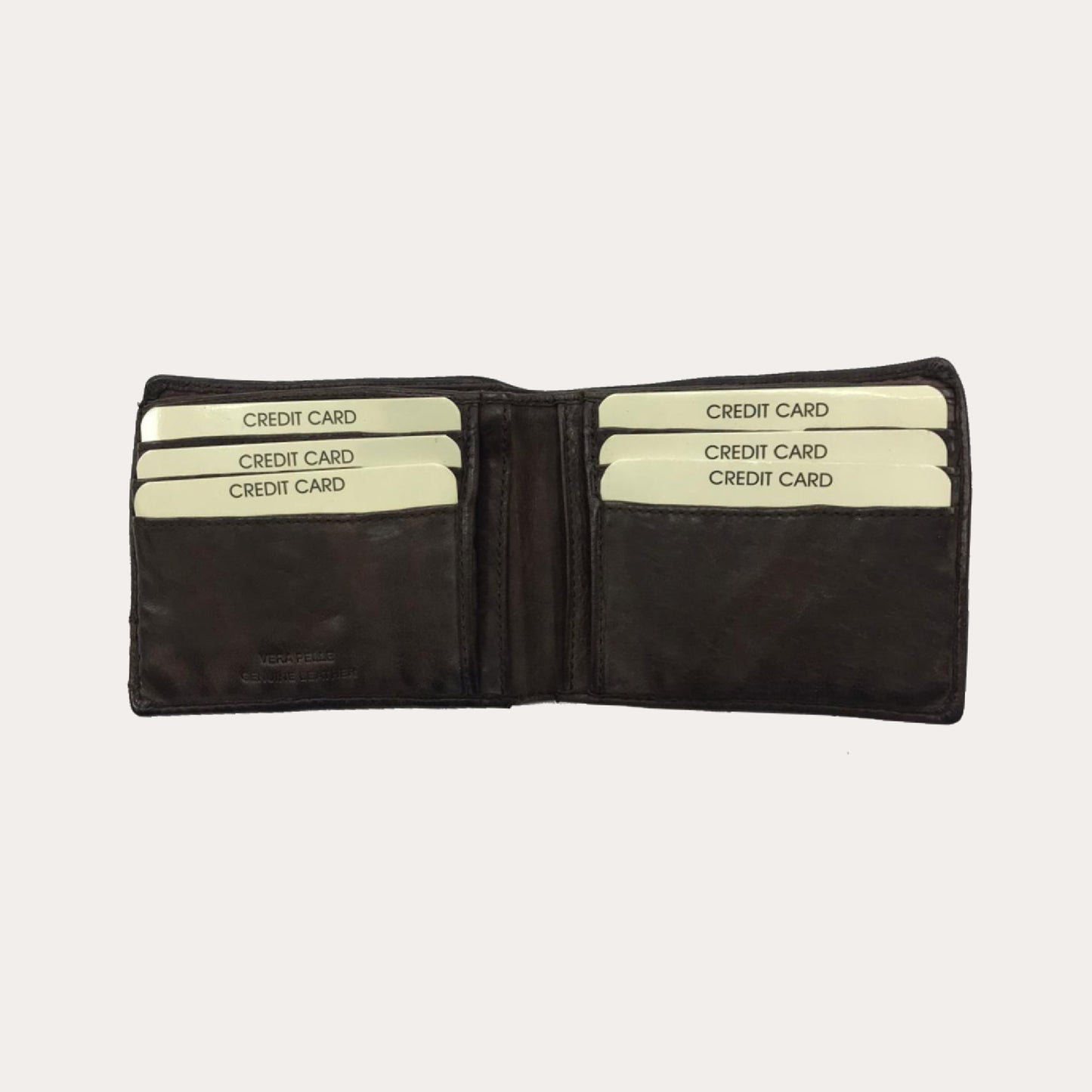 Gianni Conti Brown Washed Leather Wallet-6 Credit Card Sections