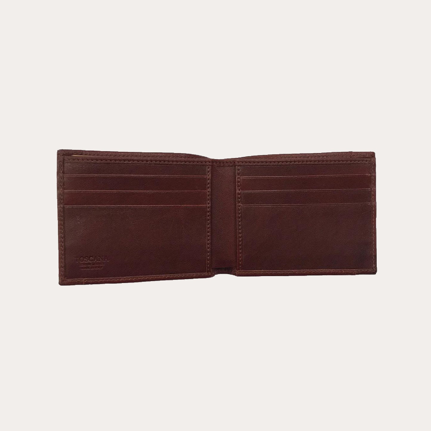 Maroon Vacchetta Leather Wallet-6 Credit Card Sections