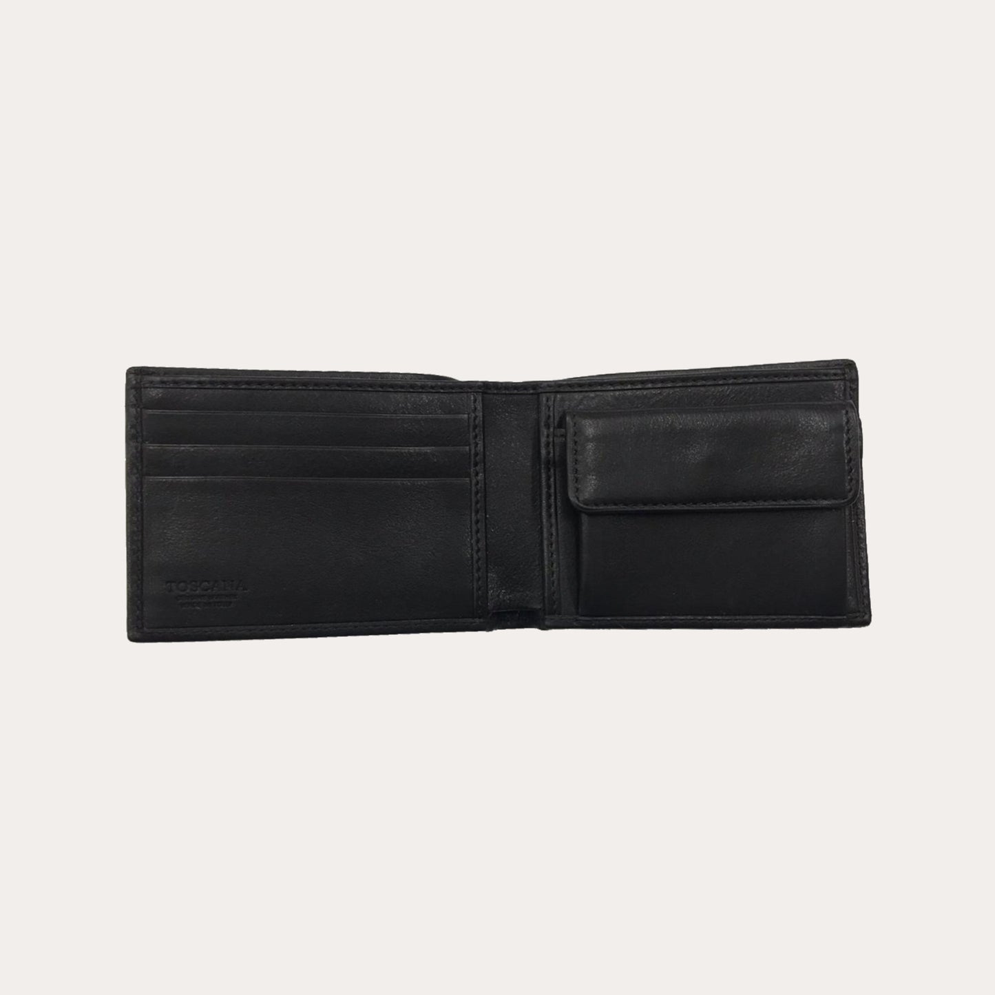 Black Vacchetta Leather Wallet-3 Credit Card/Coin Section